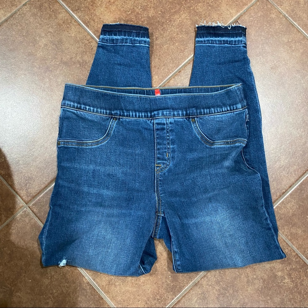 Spanx Petite Distressed Ankle Skinny Jeans, Medium Wash